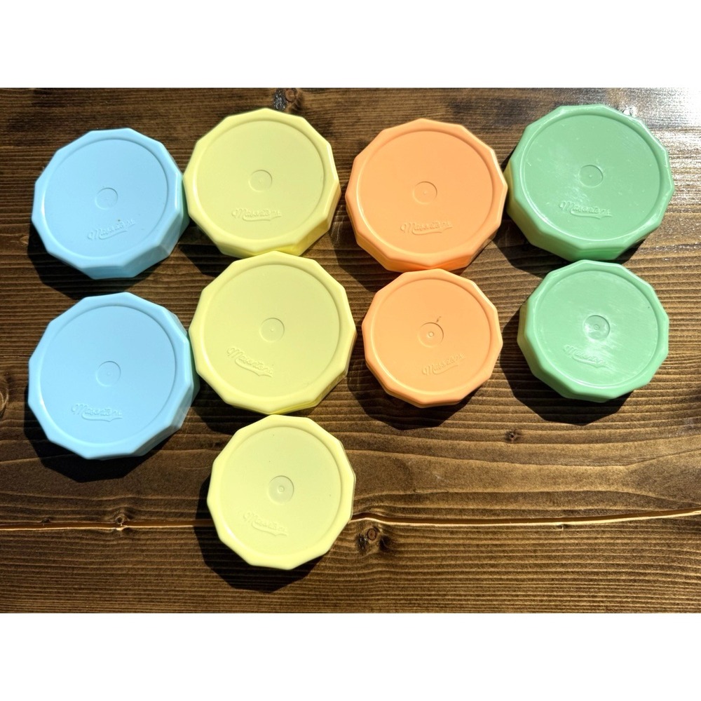 Masontops‎ Mason Jar Lids Plastic Storage Caps Lot 9 Tough Tops Pastel